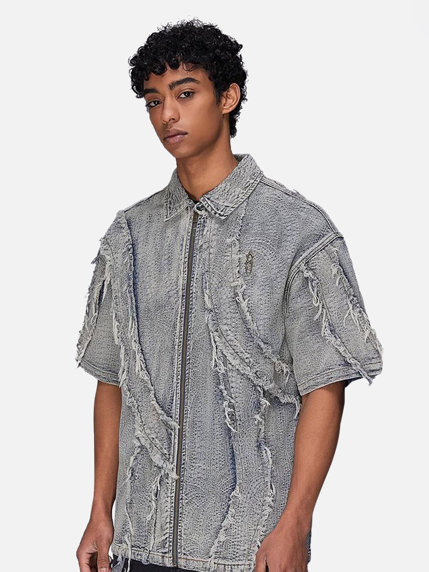 Washed Raw Edge Denim Shirt - 2064 - sneakerhillcom