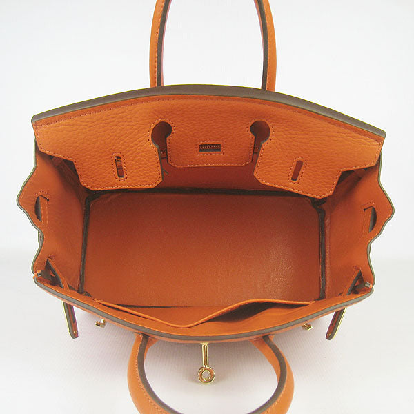 Birkin 25cm Handbag 6068 orange golden Kilta bags