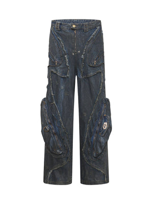 Sneakerhill Wasteland Style Washed Straight Leg Jeans - sneakerhillcom