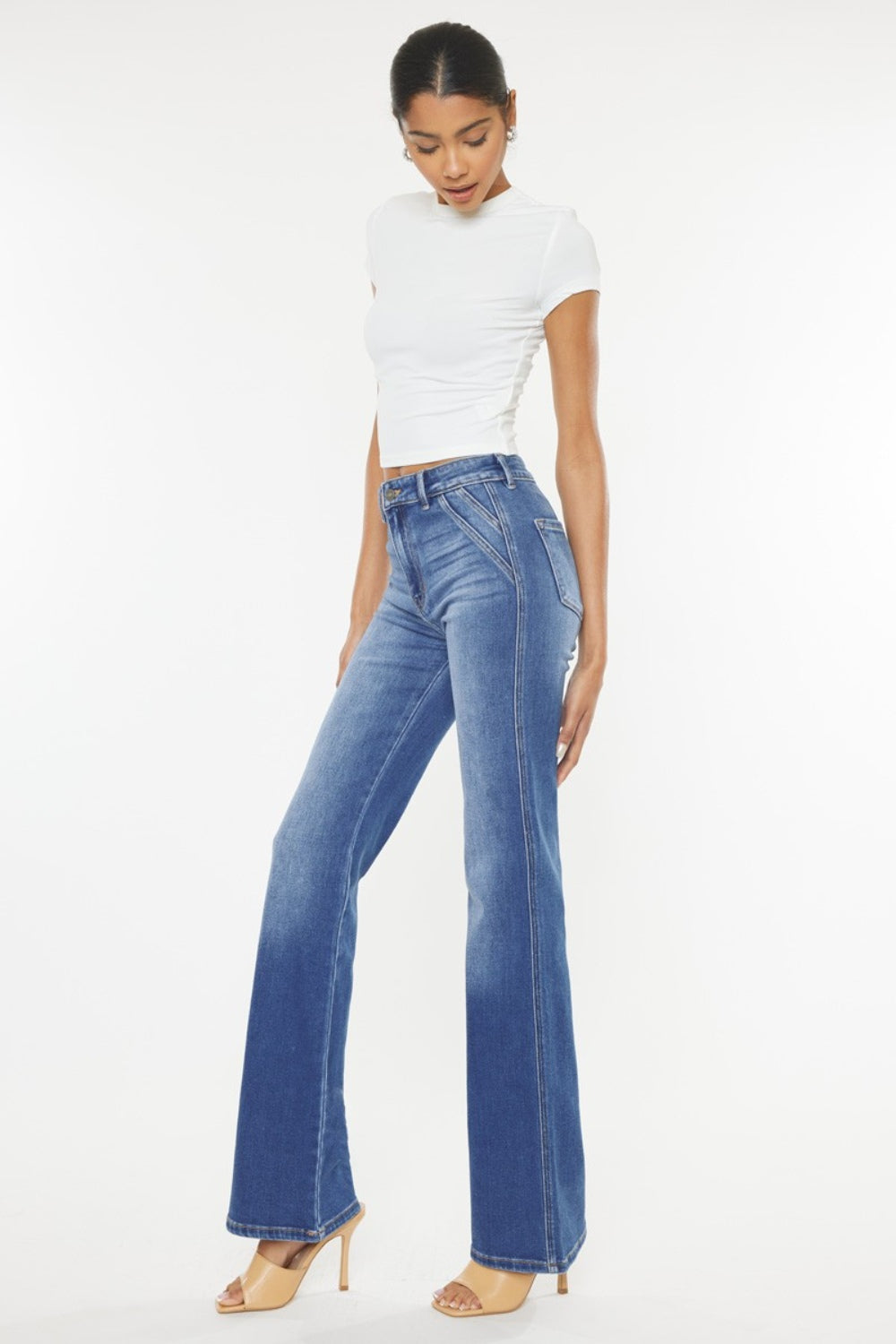 Kancan Ultra High Waist Gradient Flare Jeans Trendsi