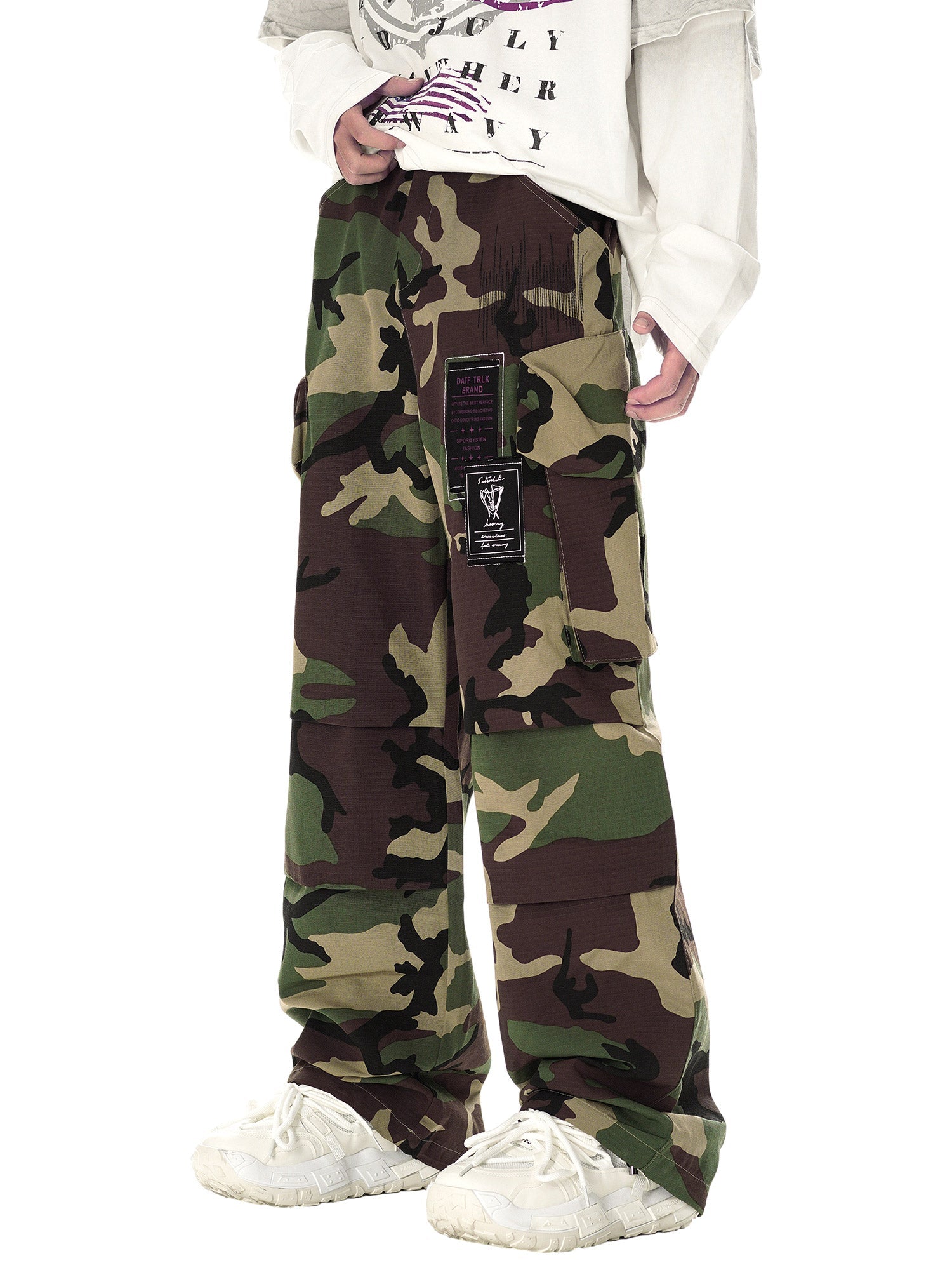 Sneakerhill High Street Badge Camouflage Multi-Pocket Pants SP240828P8ID