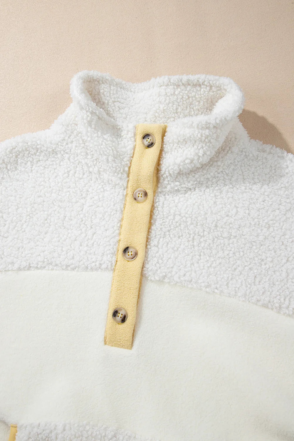 Mock Neck Long Sleeve Sherpa Sweatshirt Trendsi