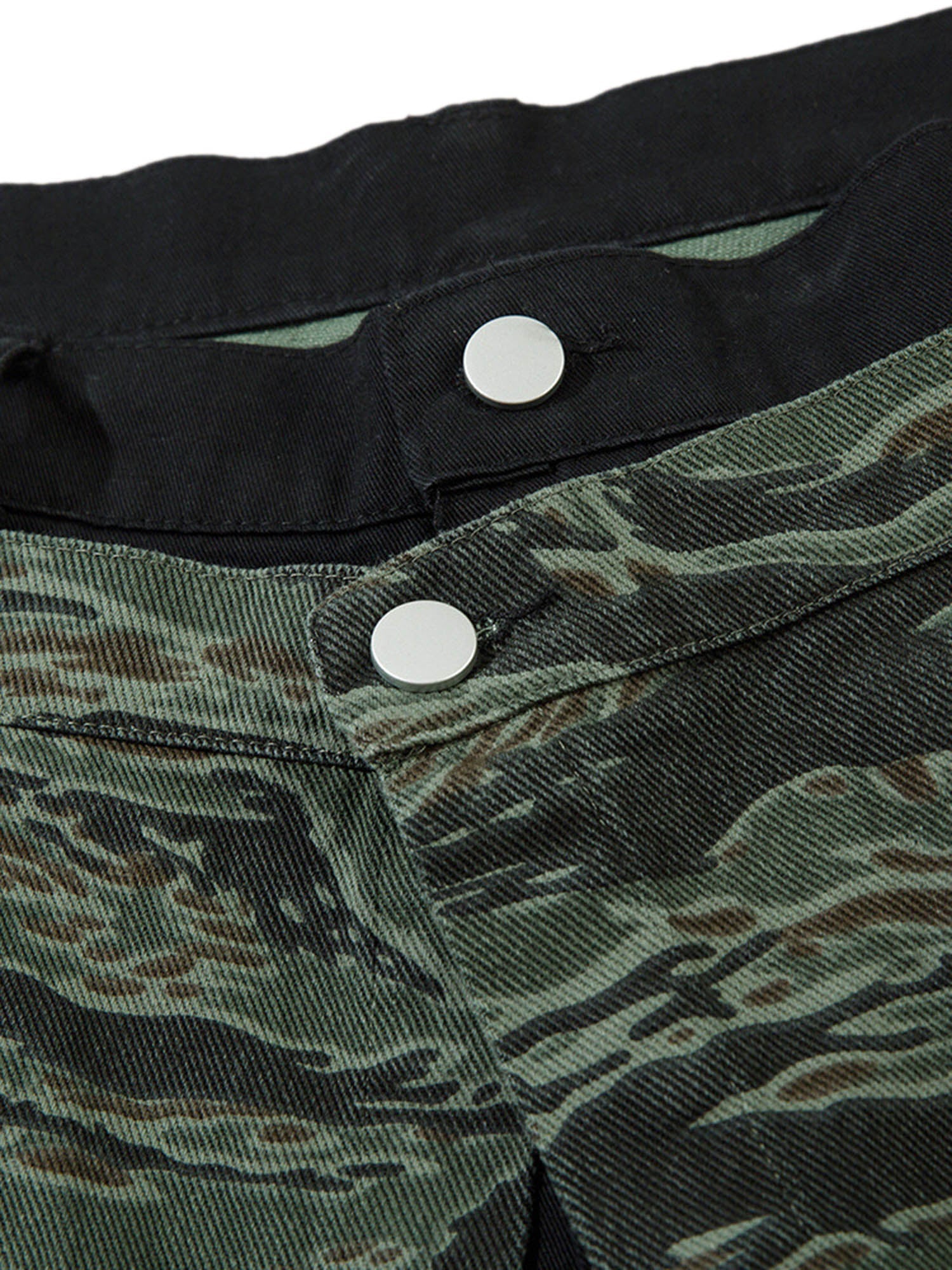 Sneakerhill High Street Patchwork Camouflage Contrast Denim Jorts SP240718YDSS