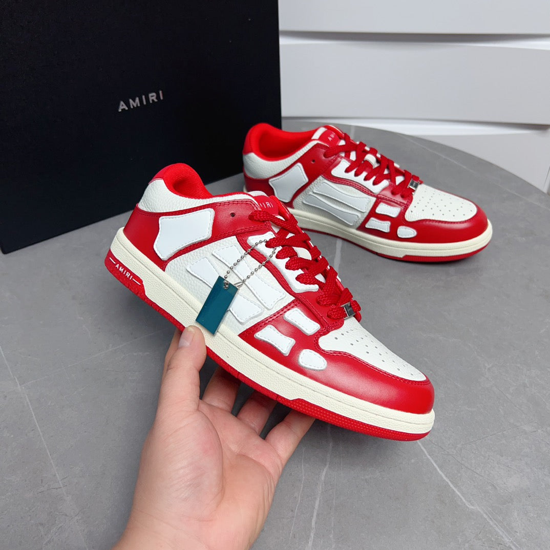 AMR Skel Top Low White and Red Sneakers-143 - sneakerhillcom