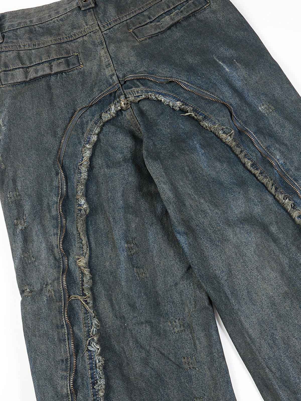 Sneakerhill Wasteland Style Washed Straight Leg Jeans - sneakerhillcom