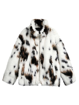 Sneakerhill Contrast Color Faux Fur Jacket - sneakerhillcom