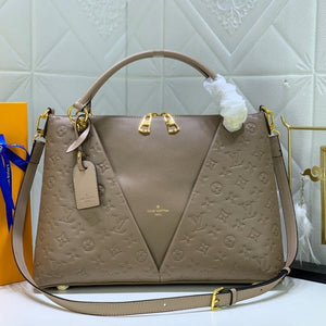 Sneakerhill - Taupe Monogram Leather Handbag - sneakerhillcom