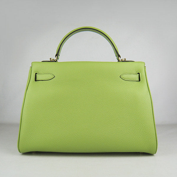 HMS Kelly 32cm Togo Leather Handbag 6108 Green Golden Kilta bags