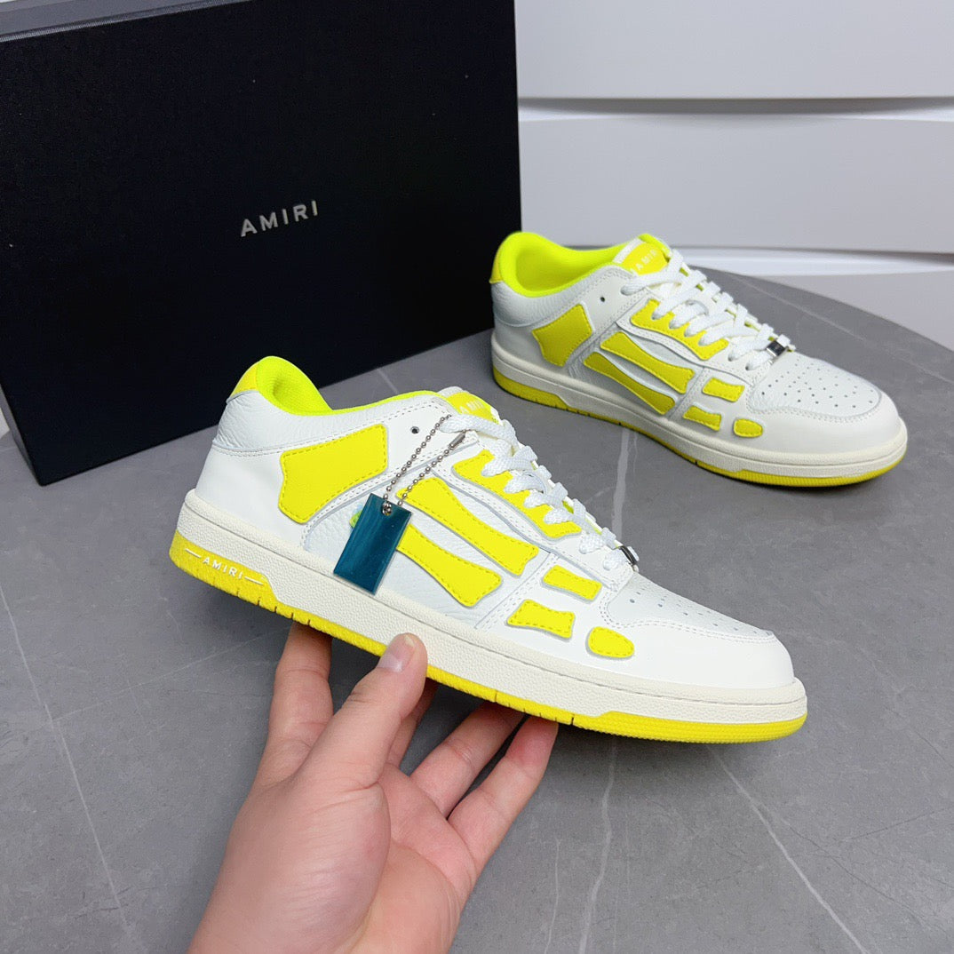 AMR Skel Top Low White Fluorescent Yellow Sneakers-142 - sneakerhillcom