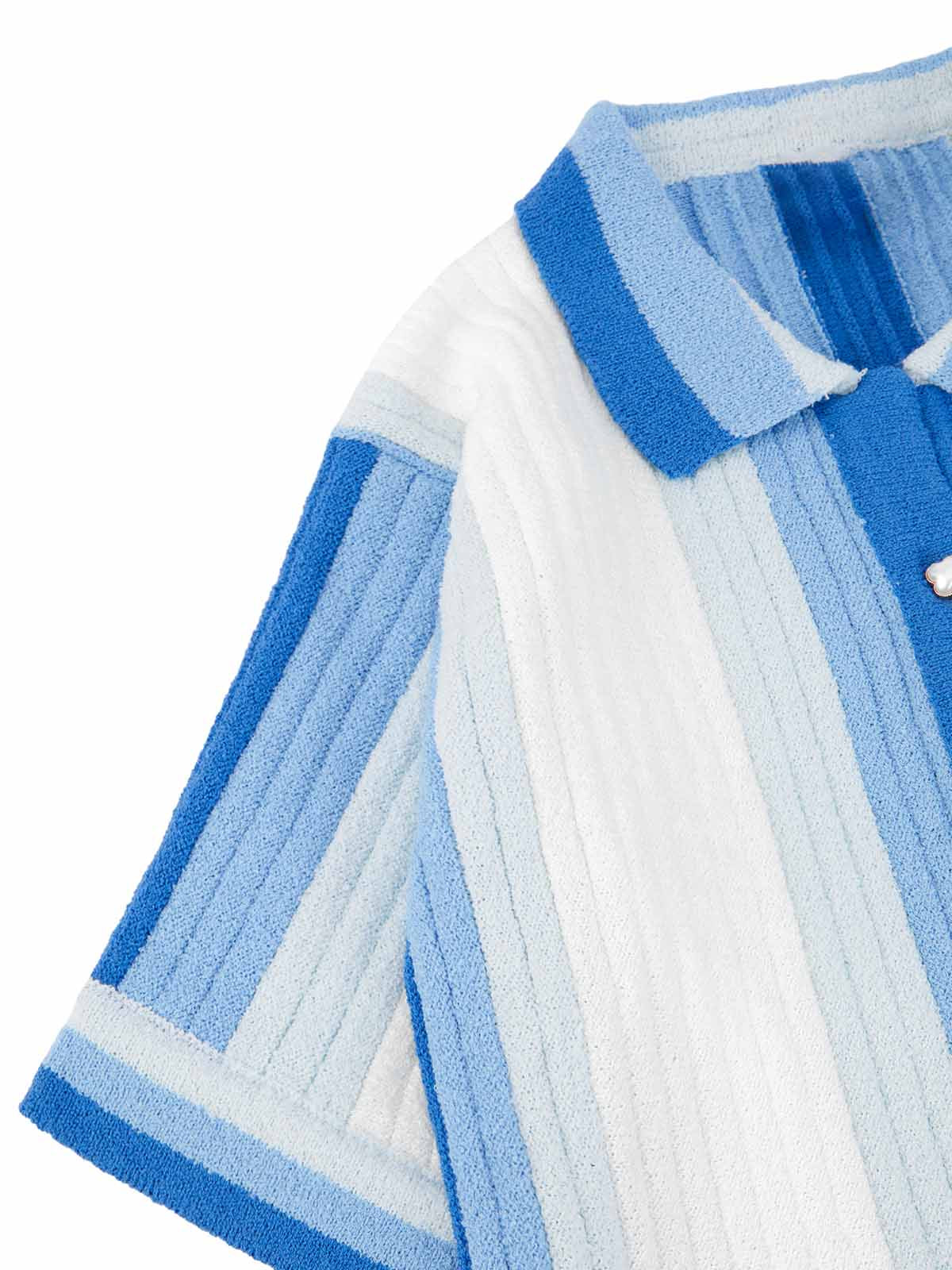 Sneakerhill Gradient Stripe Knit Short Sleeve Cardigan