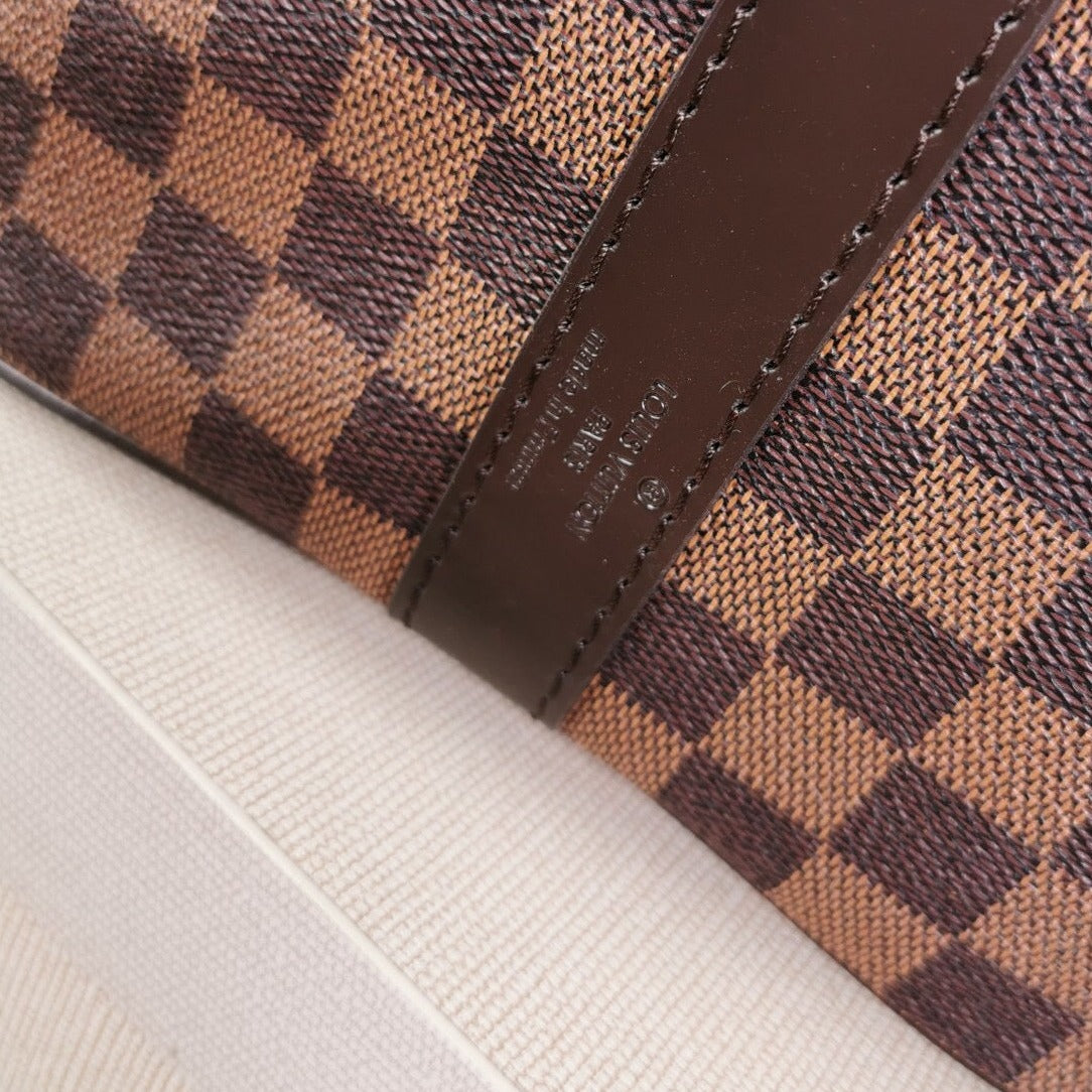 Sneakerhill - Travel Bag In Checkered Canvas Brown - sneakerhillcom