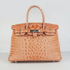 Birkin 30cm Crocodile Head Vein Handbags Orange Silver - sneakerlandnet