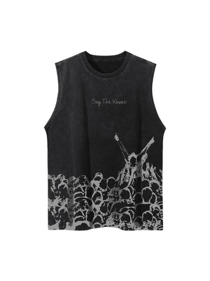 Sneakerhill Vintage Distressed Street Rap Vest SP240704HHYM