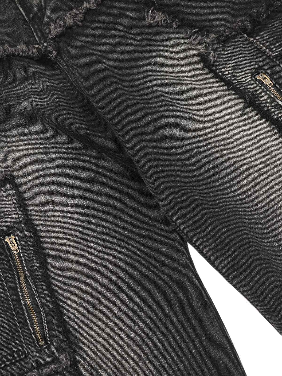 Sneakerhill Detressed Raw Edge Multi-pocket Cargo Jeans - sneakerhillcom