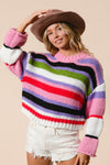 BiBi Multi Color Striped Cropped Sweater Trendsi