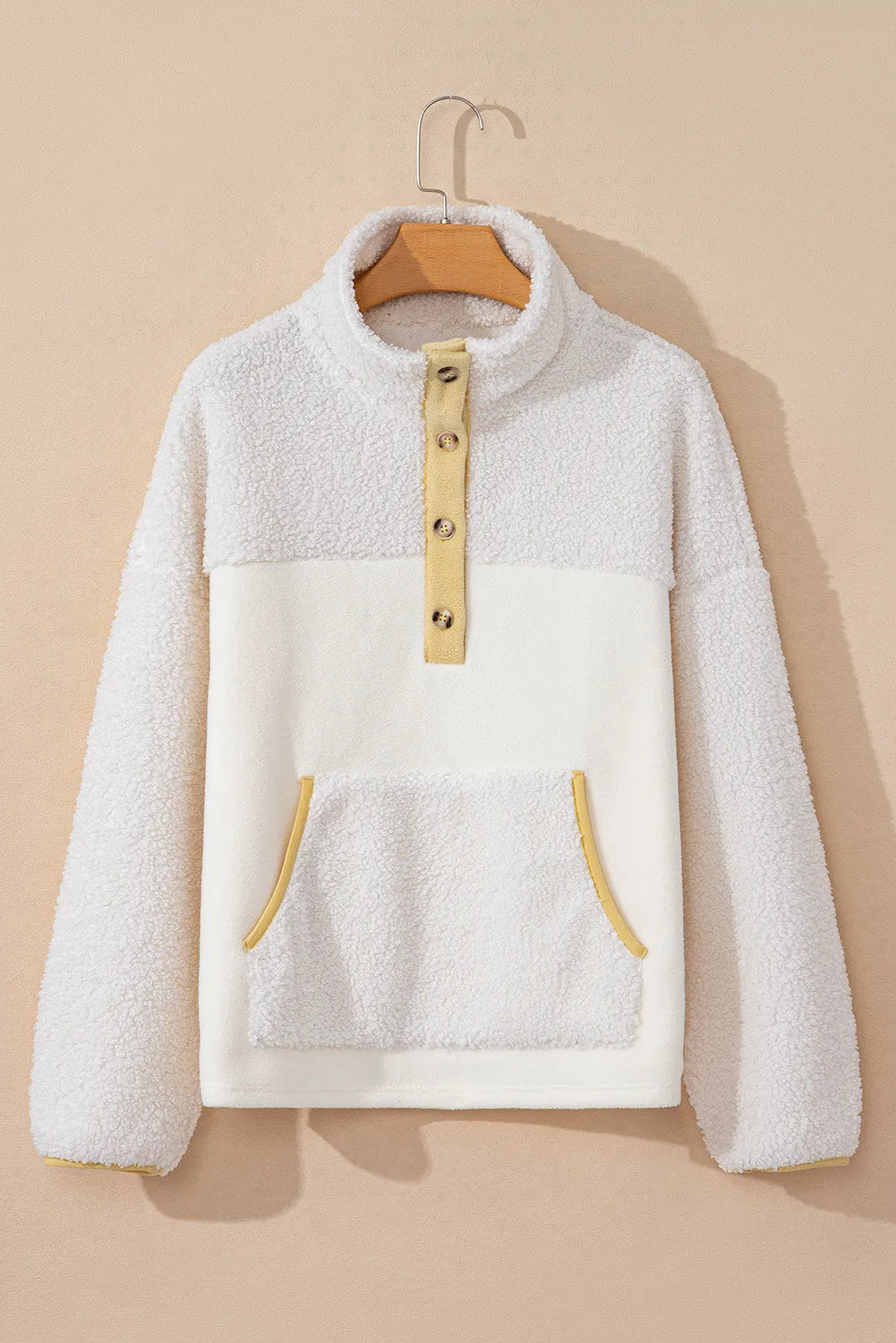 Mock Neck Long Sleeve Sherpa Sweatshirt Trendsi