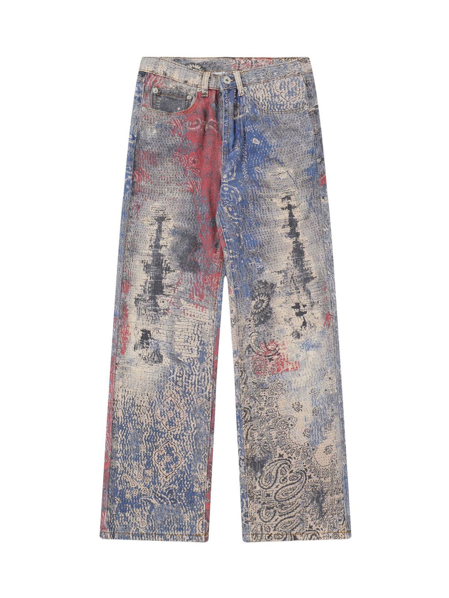 Sneakerhill Paisley Printed Jeans - 2186 - sneakerhillcom