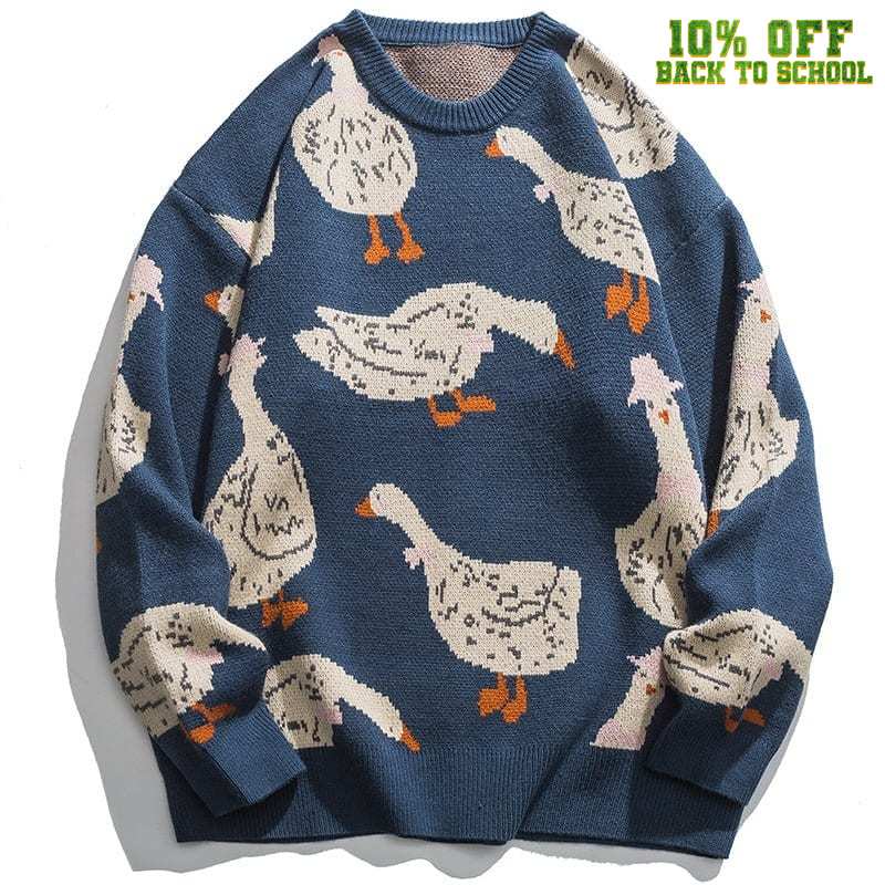 Sneakerhill® Knitted Sweater Full Goose Print - sneakerhillcom