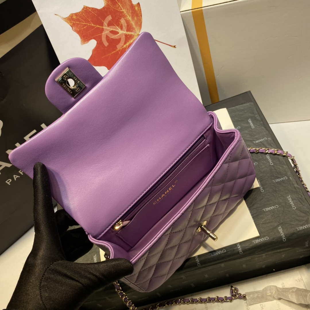 Sneakerhill - Flap Bag with top Handle Purple