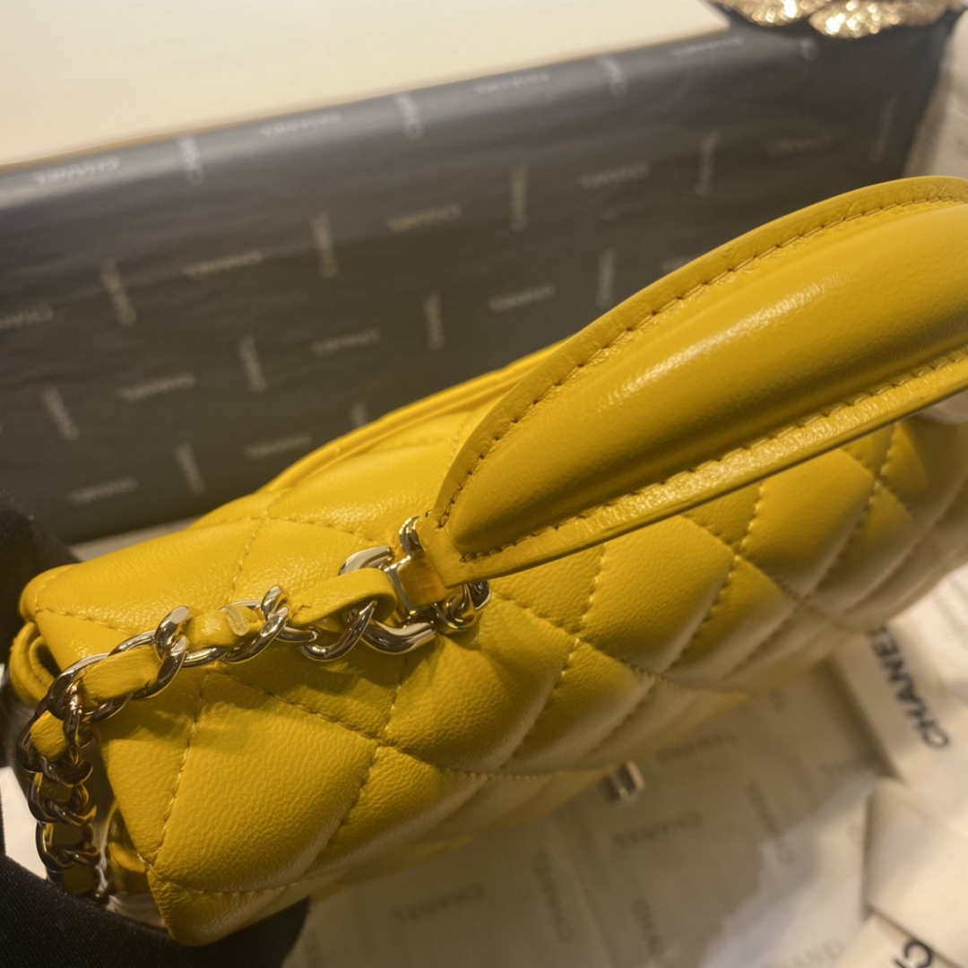 Sneakerhill - Flap Bag with top Handle Yellow