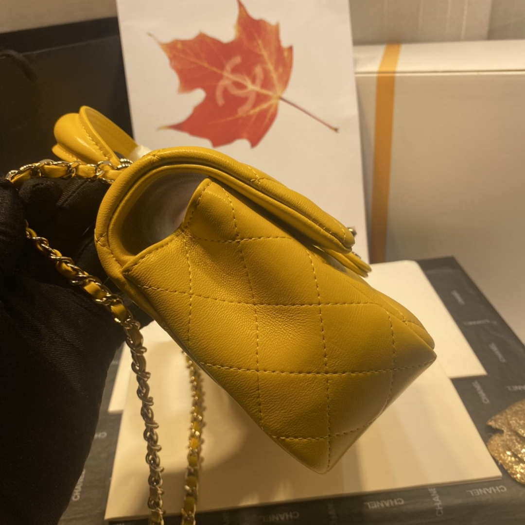 Sneakerhill - Flap Bag with top Handle Yellow