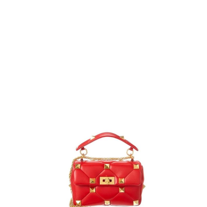 Sneakerhill - Rivet Shoulder Bag With Chain Red - sneakerhillcom