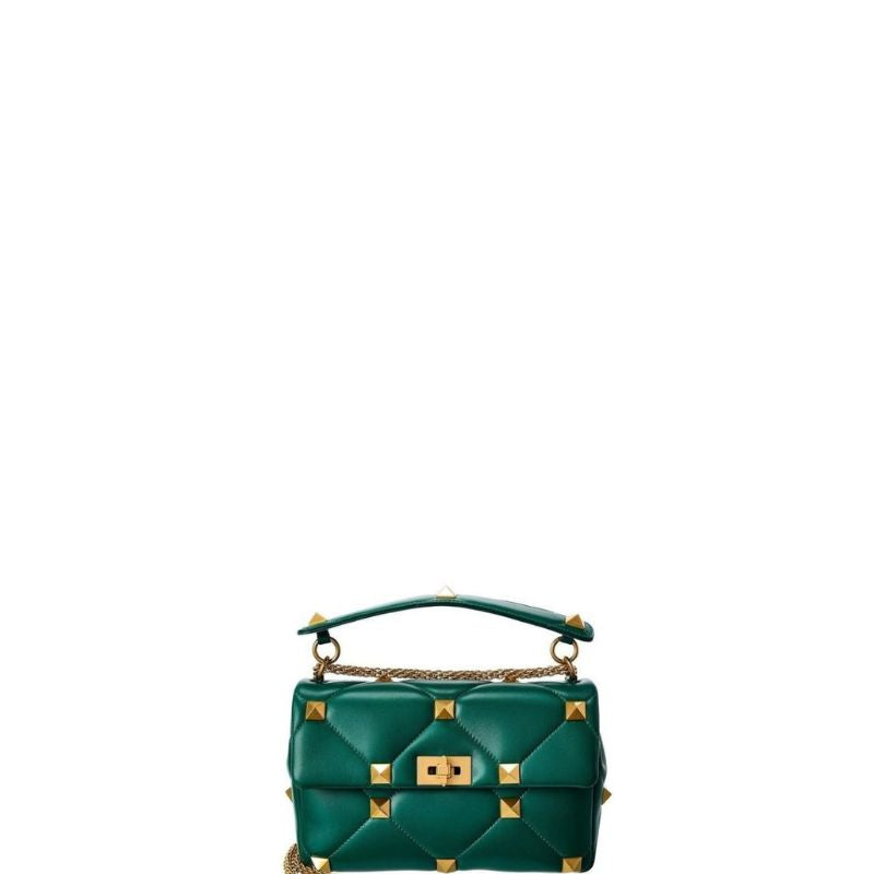 Sneakerhill - Rivet Shoulder Bag With Chain Green - sneakerhillcom