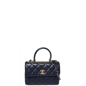 Sneakerhill - Flap Bag With Top Handle Dark Blue - sneakerhillcom