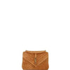 Sneakerhill - Logo Plaque Shoulder Suede  Bag Camel - sneakerhillcom