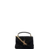 Sneakerhill - Logo Plaque Shoulder Suede  Bag Black - sneakerhillcom