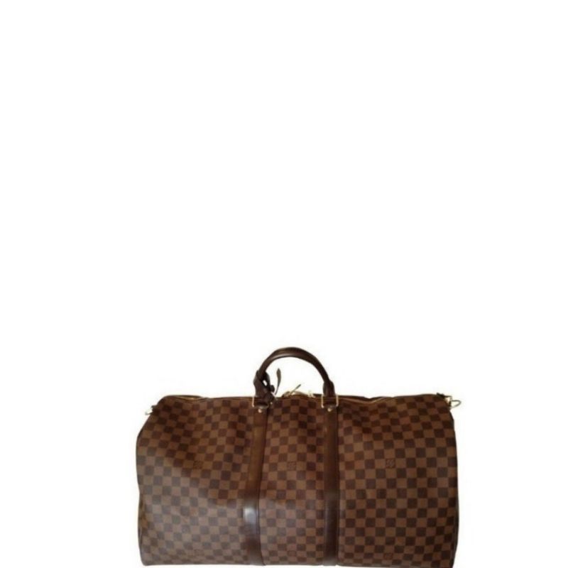 Sneakerhill - Travel Bag In Checkered Canvas Brown - sneakerhillcom