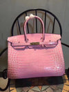 Birkin 35cm Crocodile Leather Handbag Pink Gold Kilta bags