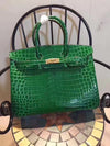 Birkin 35cm Crocodile Leather Handbag Green Gold Kilta bags