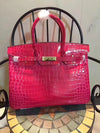 Birkin 35cm Crocodile Leather Handbag Peach Blossom Gold Kilta bags