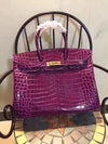 Birkin 35cm Crocodile Leather Handbag Purple Gold Kilta bags