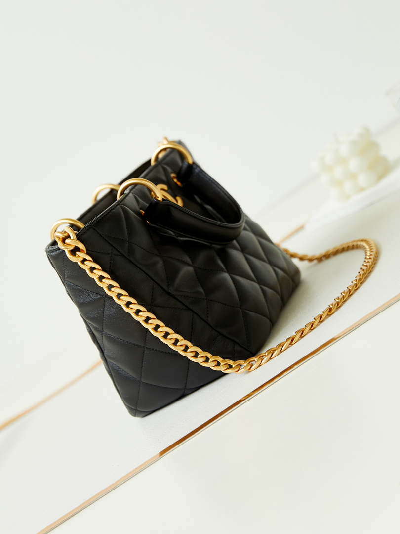 Sneakerhill - Small Hobo Bag Shiny lambskin Black