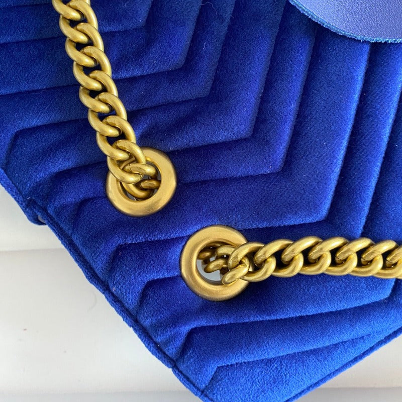 Sneakerhill - Marmont Shoulder Bag Blue Velvet - sneakerhillcom