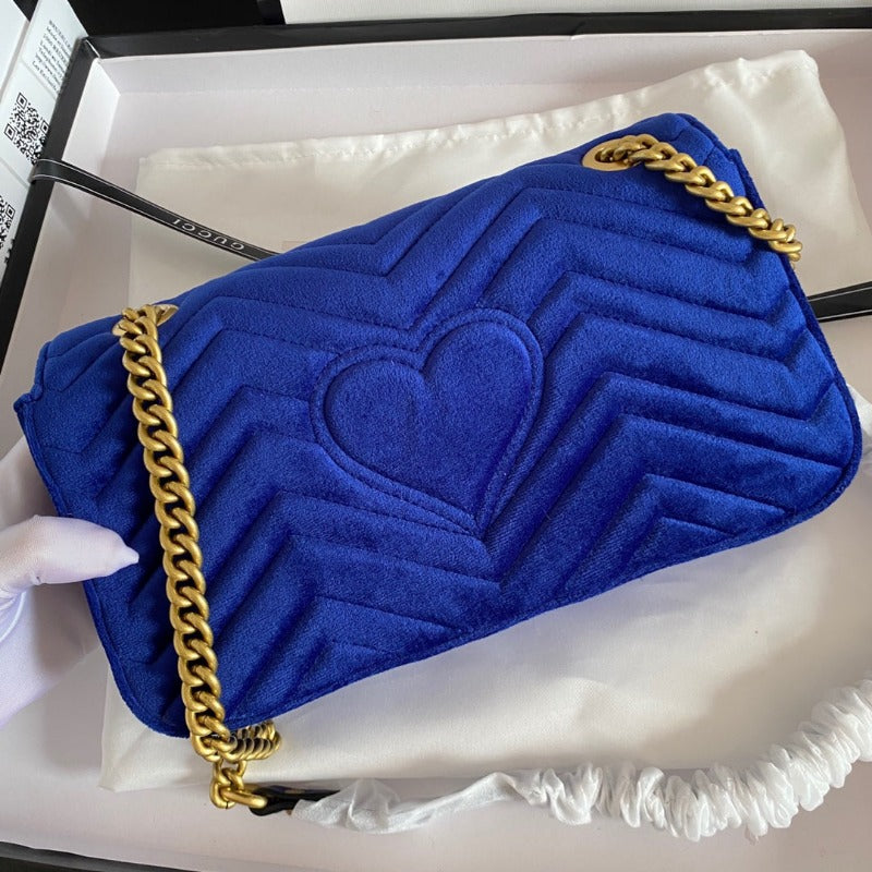 Sneakerhill - Marmont Shoulder Bag Blue Velvet - sneakerhillcom