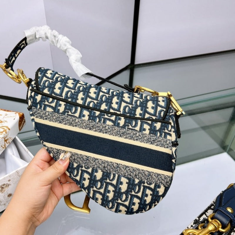 Sneakerhill - Saddle Bag in Blue Oblique Jacquard Galliano - sneakerhillcom