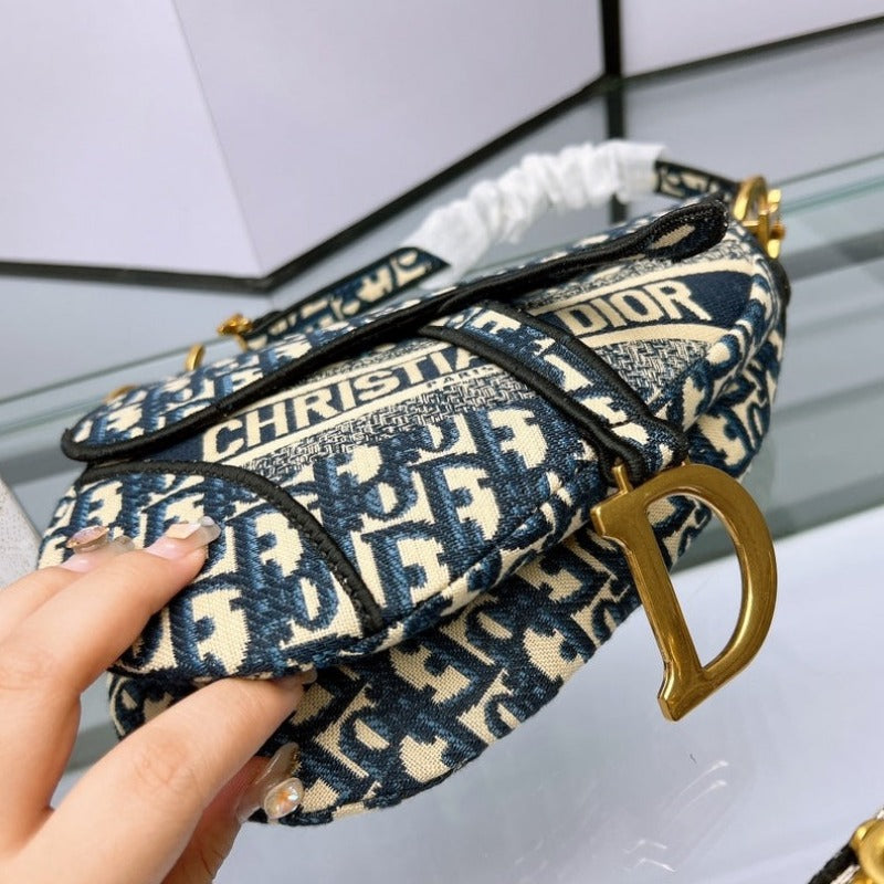 Sneakerhill - Saddle Bag in Blue Oblique Jacquard Galliano - sneakerhillcom