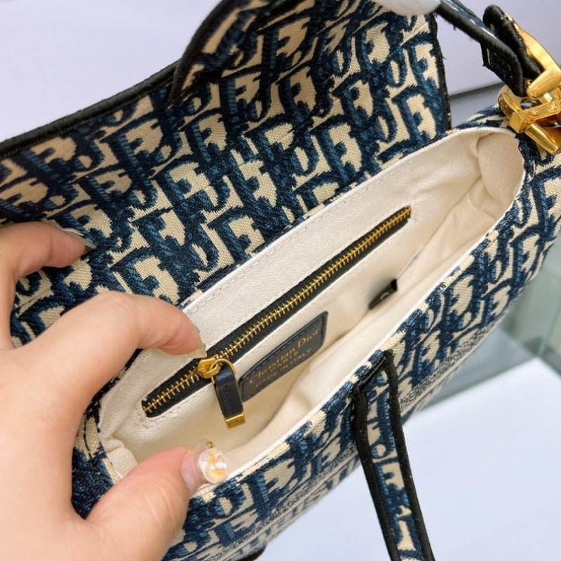 Sneakerhill - Saddle Bag in Blue Oblique Jacquard Galliano - sneakerhillcom