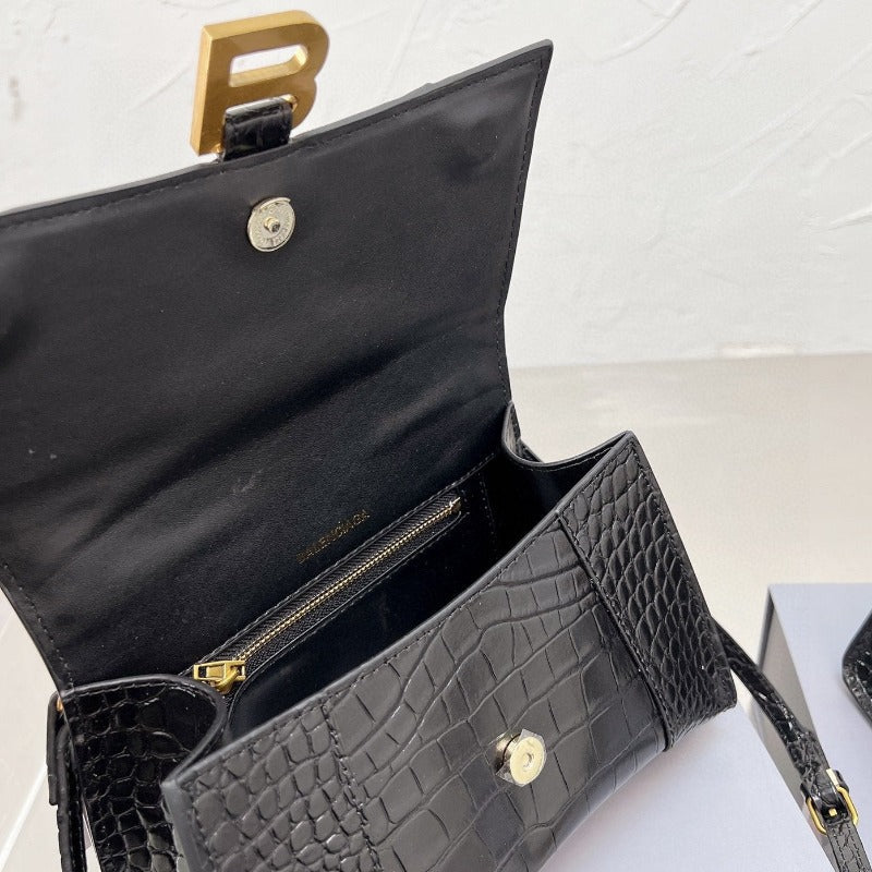 Sneakerhill - Handbag Crocodile Embossed Black - sneakerhillcom