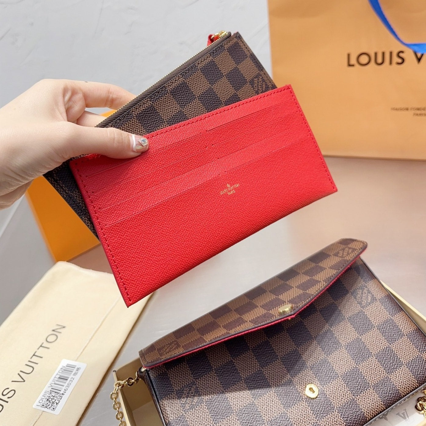 Sneakerhill - Pochette Felicie Damier Red Lining - sneakerhillcom