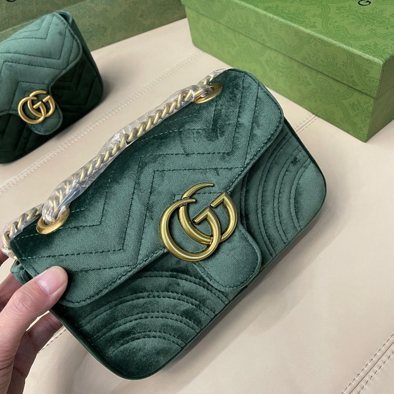 Sneakerhill - Marmont Shoulder Bag Green Velvet - sneakerhillcom