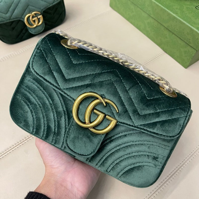 Sneakerhill - Marmont Shoulder Bag Green Velvet - sneakerhillcom