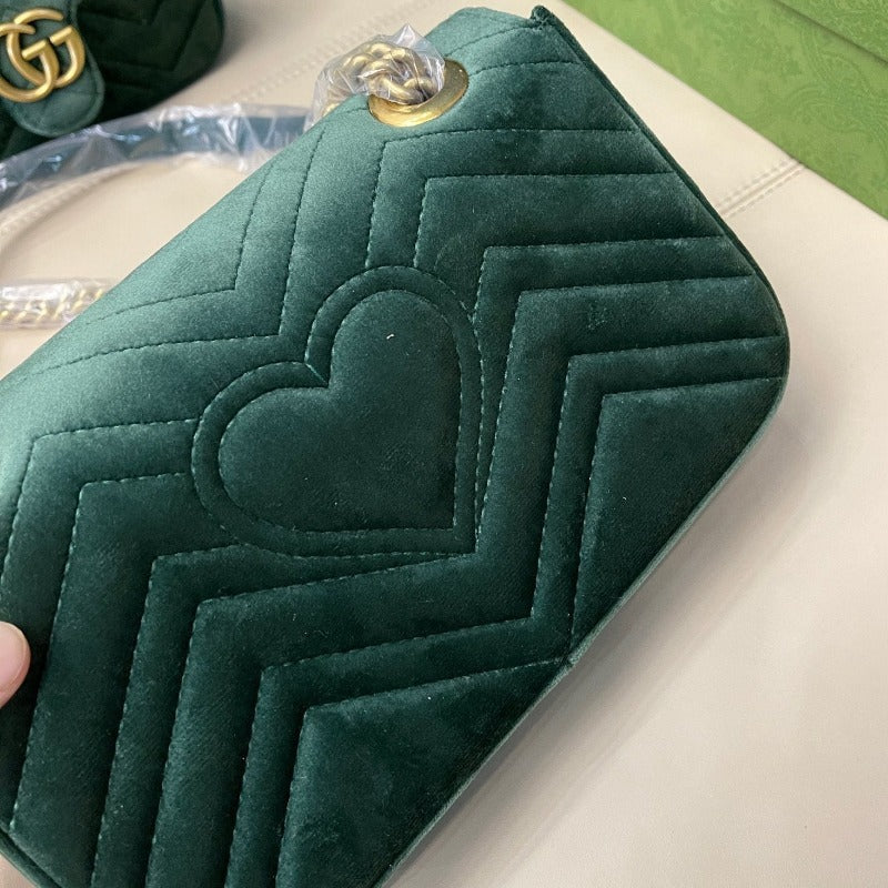 Sneakerhill - Marmont Shoulder Bag Green Velvet - sneakerhillcom