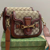 Sneakerhill - Lady Web Saddle Canvas/Leather Bag Brown - sneakerhillcom