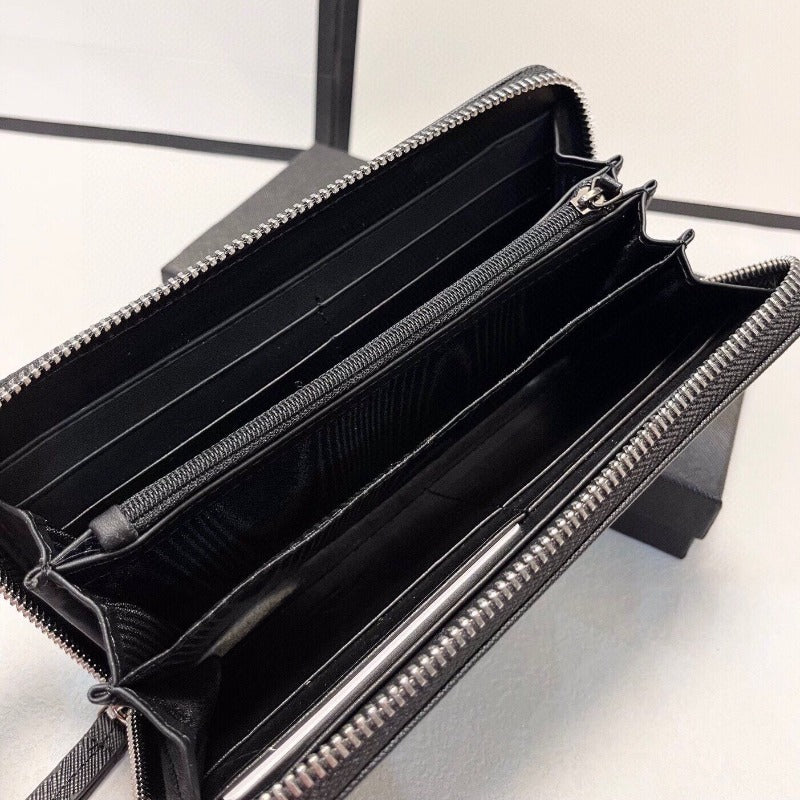 Sneakerhill - Saffiano Leather Long Wallet Black - sneakerhillcom