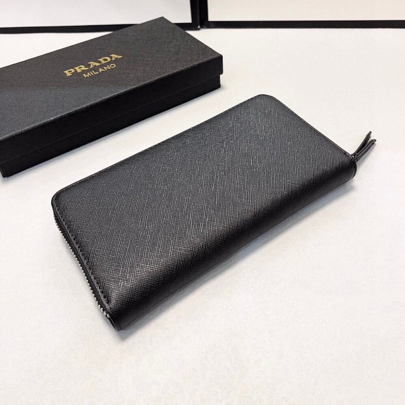 Sneakerhill - Saffiano Leather Long Wallet Black - sneakerhillcom