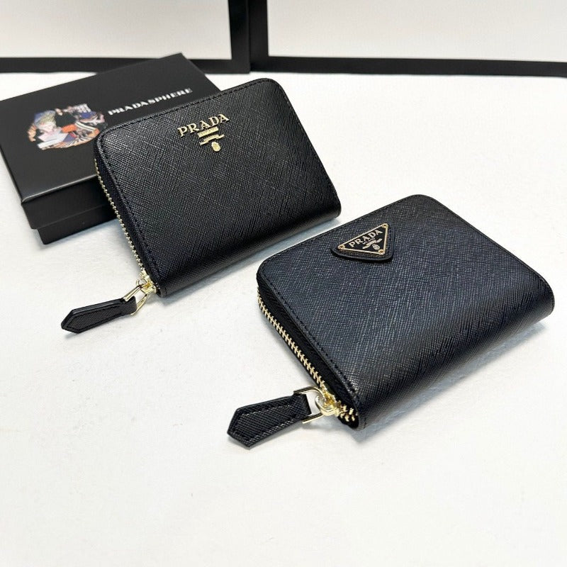 Sneakerhill - Saffiano Leather Small Wallet Black - sneakerhillcom